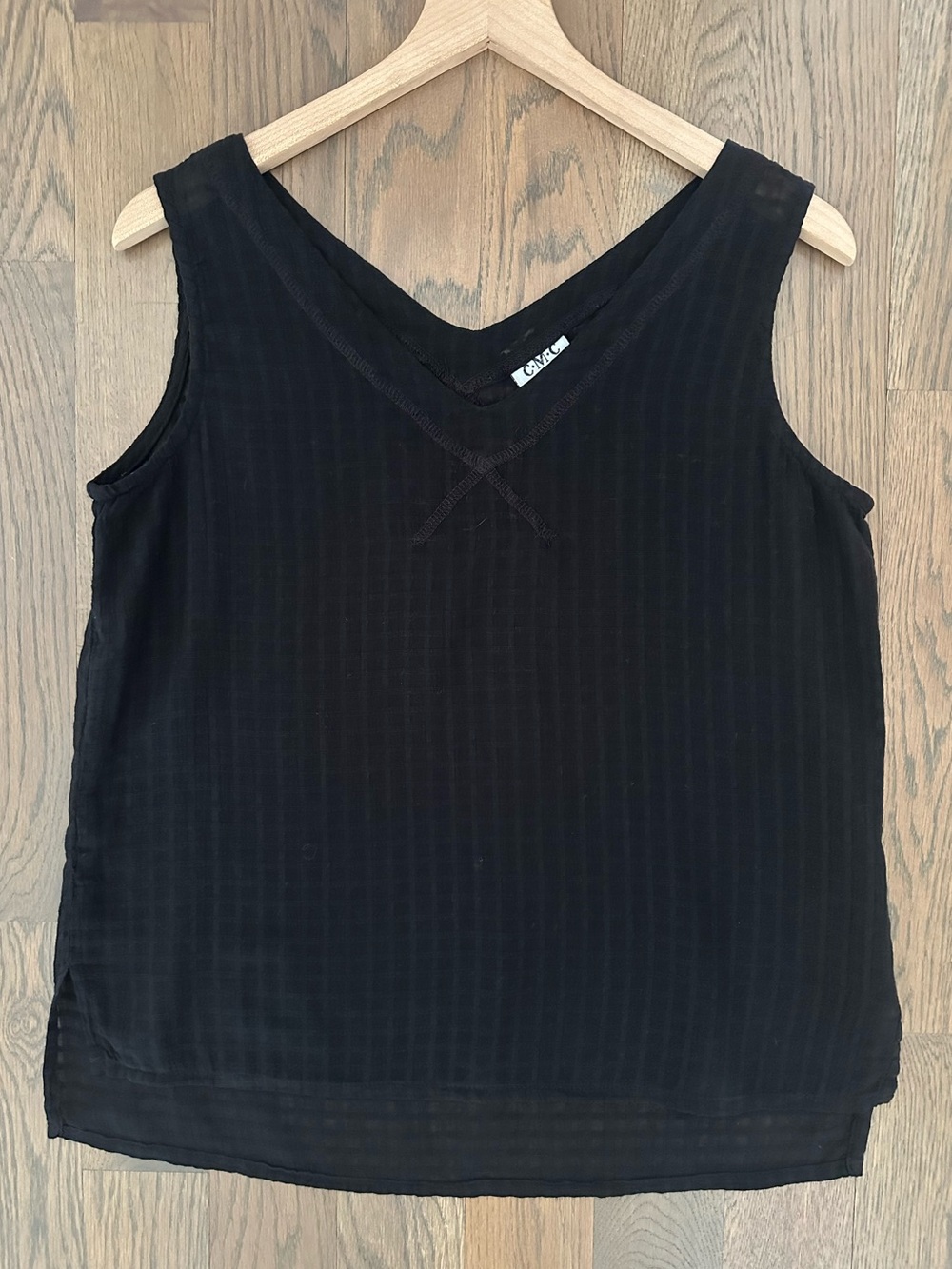 Vintage CMC Color Me Cotton Lightweight Crosshatch Sleeveless Top in Black Small